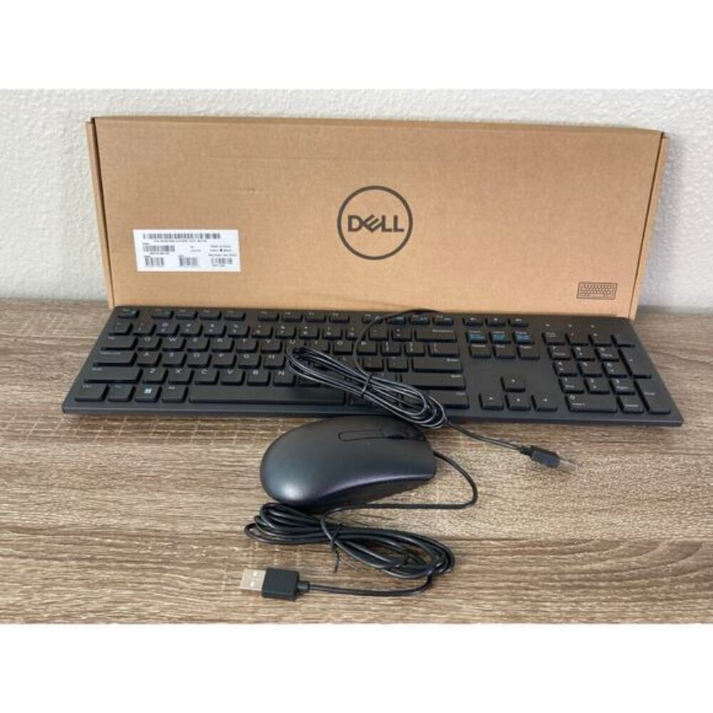 Dell Wired USB Keyboard and Mouse Bundle Black Slim Quiet‎ Keys